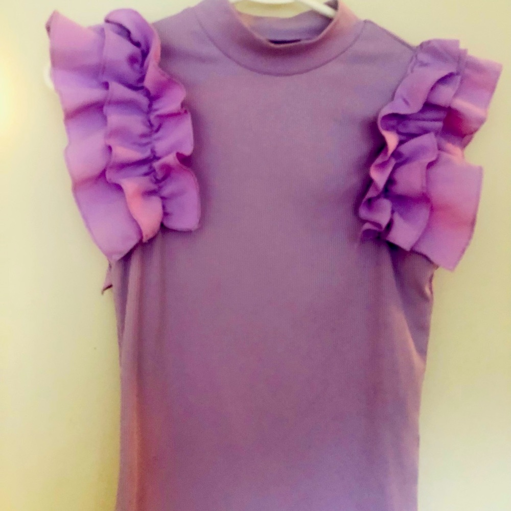 Purple lavender frill sleeveless top